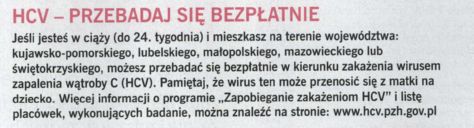 HCV - PRZEBADAJ SIĘ BEZPŁATENIE - Dwumiesięcznik BĘDĘ MAMĄ